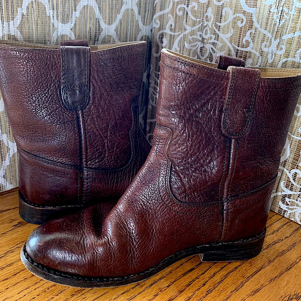 Frye Jaden Roper Brown Leather Boots W5.5 - Picture 1 of 9